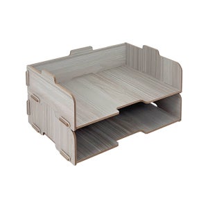 올지 우드 분리형 서류보관함 A4 문서 정리 트레이 2단, 가로형 그레이