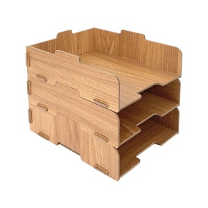 올지 우드 분리형 서류보관함 A4 문서 정리 트레이 3단, 세로형 브라운