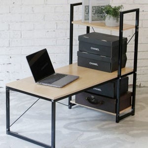 거실 낮은 공부 테이블 수납 낮은 컴퓨터 책상 철제 우드