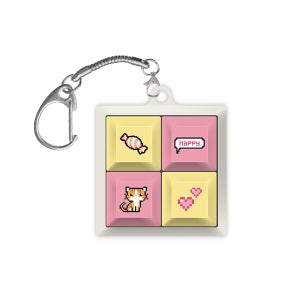 픽셀레트로 디자인 네모 키보드 청축 키캡 키링 키체인 키홀더