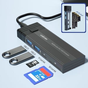 유니콘 SM-900D M.2 Nvme 듀얼외장케이스(USB 2포트+TF/SD지원)