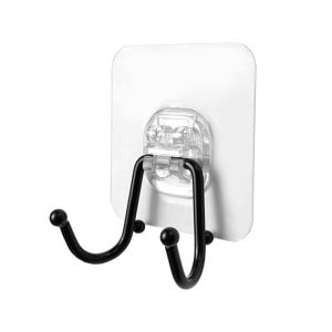 올지 무타공 접착식후크 벽 걸이 고리 매직 투명 초강력 30kg 2중고리 블랙, 12개