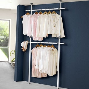 공간활용 2단 행거 이동식 고정형 행거 튼튼한 조립식 철제 옷걸이