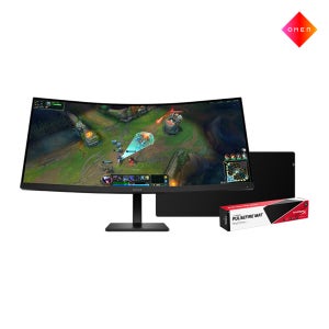 오멘 34c G2 WQHD 180Hz 커브드 게이밍 모니터 + 마우스 패드