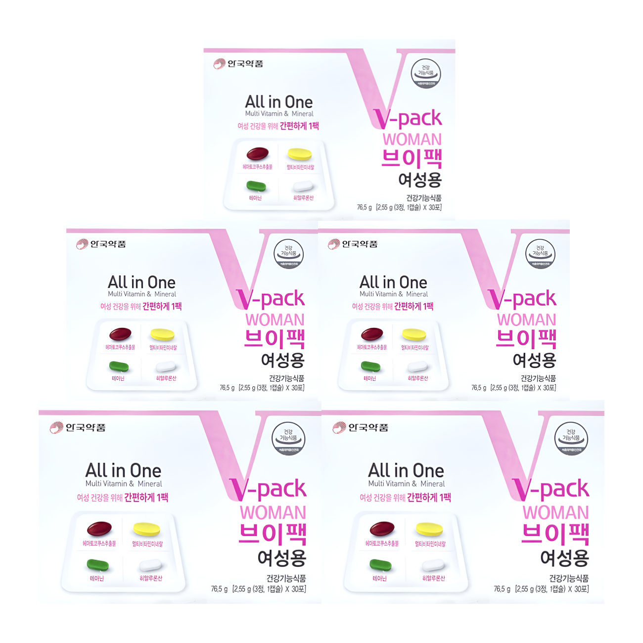 <b>안국약품</b> 브이팩 여성용 종합 멀티 <b>비타민</b> 30포X5박스