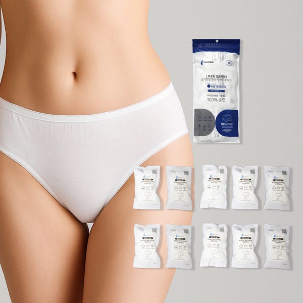 뷰클린 여성용 일회용 팬티 여행용 순면 멸균 개별포장 생리팬티