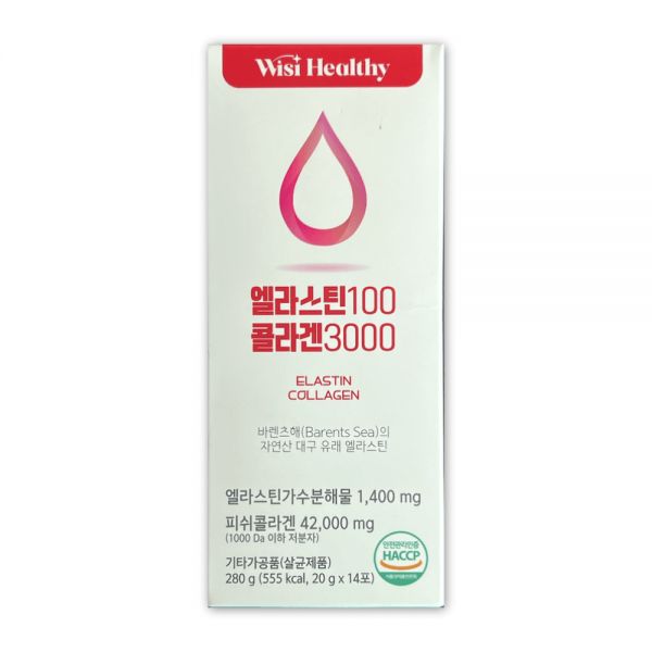 삼신제약위시헬시 <b>엘라스틴 100 콜라겐 3000</b> 20g x 14포 1박스 /SJ