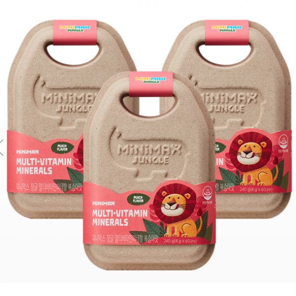 미니막스 정글 <b>멀티비타민 미네랄</b> 60구미 복숭아맛 3개