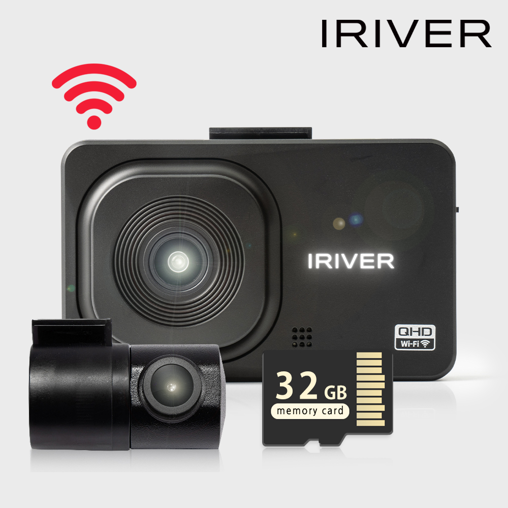 GPS+동글 포함 아이리버 2채널 QHD+FHD 초고화질 블랙박스 QF2 32GB, 설치비포함 대표 이미지