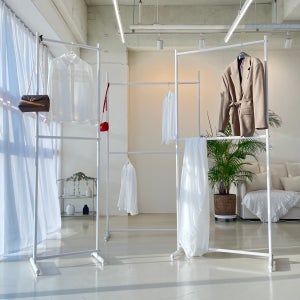 드레스룸 시스템 행거 2단 이동식 고정식 스탠드 옷걸이 옷가게 매장용 국산 파이프 행거