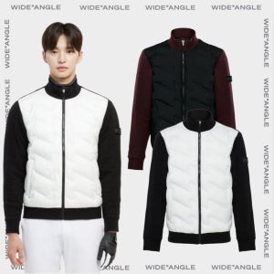 와이드앵글 남성골프웨어 남자겨울골프니트 스웨터 웰딩튜브 패딩 풀집업 스웨터 WMW25K33