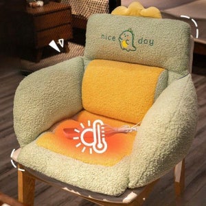 겨울 온열 일체형 방석 등받이 쿠션 허리 보호 오피스 장시간 의자 패드 겨울용 엉덩이 좌석 사무실용