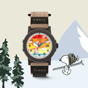 타이맥스 x 피너츠 캠퍼 스누피 스키 인디글로 야광시계 38mm TW4B34900
