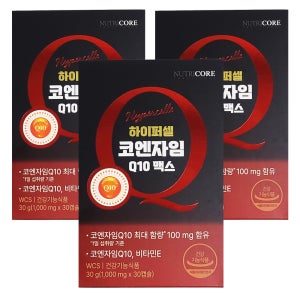 뉴트리코어 하이퍼셀 코엔자임 Q10 맥스 항산화 혈압 낮추는 도움 30캡슐, 3개