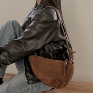 2way 스웨이드 하프문 루프 크로스 숄더백