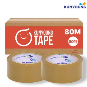 건영 박스테이프 80M 더블중포장 포장테이프 KYH50 50개, 48mmx80m, 황색