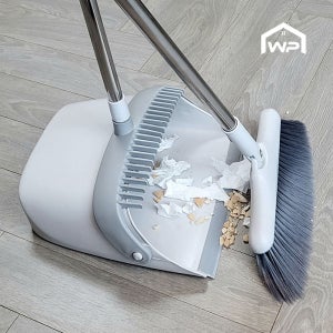 빗자루 쓰레받기 세트 미용실 업소 청소도구 화이트, 1세트