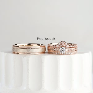 (MIX068) 티아라 컬렉션 다이아몬드 웨딩밴드 남녀 세트 푸딩다이아