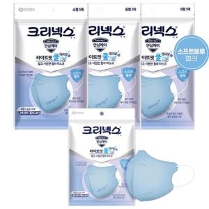 20매 50매 여름용 블루 크리넥스 라이트핏 쿨마스크 비말차단 KF-AD 소형 중형 대형