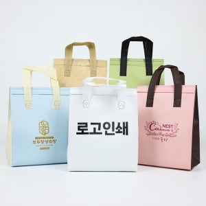 보냉백제작 로고인쇄 부직포 일회용 보냉팩 부직포 은박 보온팩 쿨러백 테이프 1호 3000장