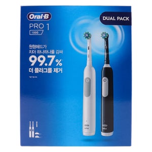 오랄비 전동칫솔 pro1 듀얼팩 브라운 프로1000 오랄비전동칫솔 코스트코