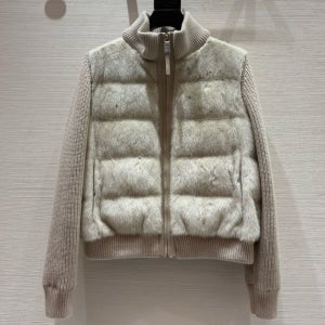 [수입] 리얼 밍크퍼 캐시미어 니트 다운 점퍼