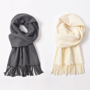 1+1 따뜻한 무지 목도리 부드러운 숄목도리 / 베이지+그레이