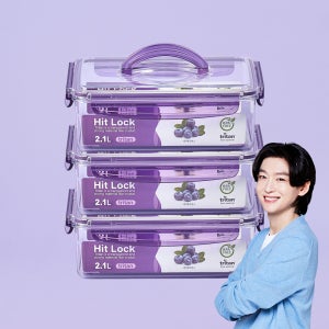 에코센스 히트락 올트라이탄 밀폐용기 대형 핸들형 직사각 2.1L, 3개