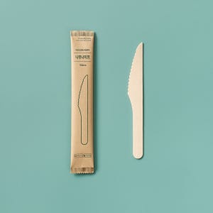 160mm 크라프트 나이프 일회용나이프 나무칼 개별포장 100 x 1봉 디저트 카페 빵