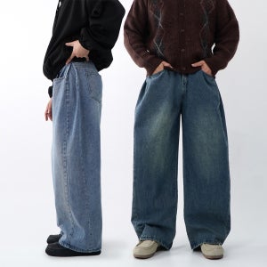 1+1 커브드 밴딩 남자와이드청바지 흑청바지 통