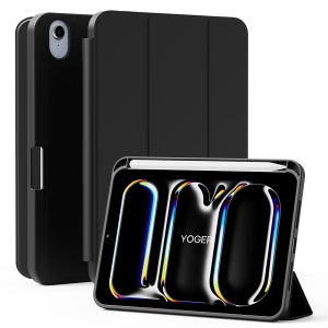 애플펜슬 수납 스마트 커버 거치대 실리콘 케이스 블랙, 아이패드 미니(A17 Pro 모델) 7세대 21cm(8.3인치)