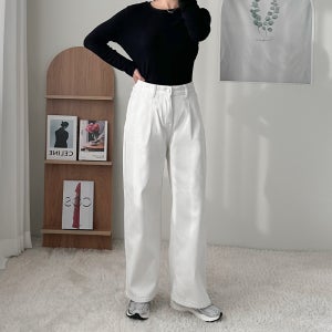 융기모청바지 블랙진 화이트진 세미와이드청바지 기모와이드데님