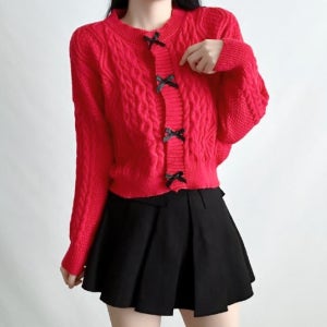 케이블 리본 트위스트 포인트 가디건 3color SL-1004864