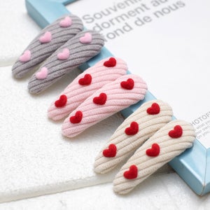 미니 하트 골지 유아 똑딱핀 (한쌍) 아동 헤어핀 여아 머리핀