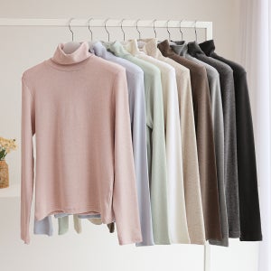 앙테리 앙고라 컬러 베이직 골지 폴라 티셔츠