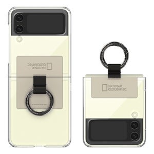 내셔널지오그래픽 폴더블 링 스트랩 크리스탈 슬림핏 케이스 베이지, 갤럭시Z 플립4