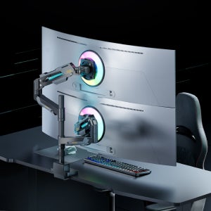 오레즈 Armada 고중량 폴 마운트 듀얼 가스 스프링 모니터 암 APD1PHG