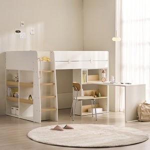 스칸디아 키즈홈 어린이 이층 벙커 침대 SS(슈퍼싱글), 매트제외+책장+책상