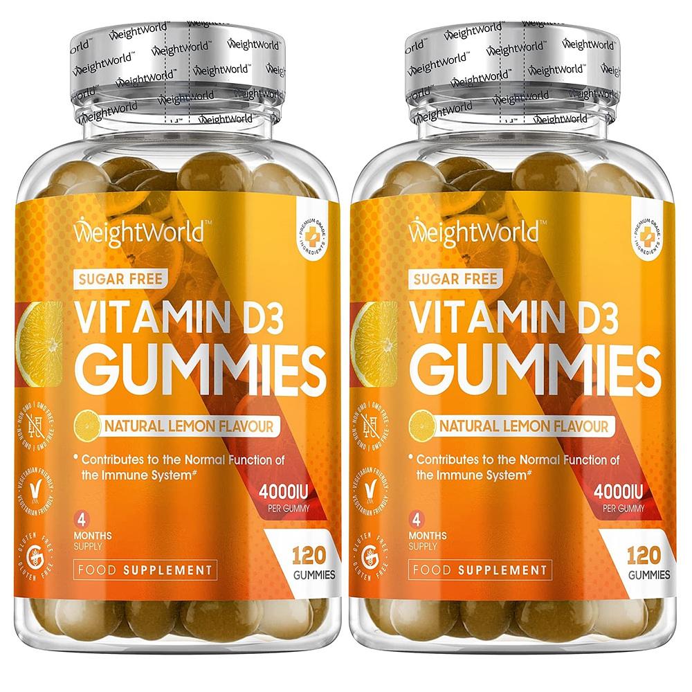 <b>웨이트월드</b> 무설탕 <b>비타민 D</b>3 젤리 레몬맛 120입 2개