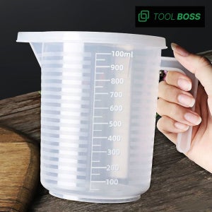 뚜껑있는 대용량 플라스틱 비이커 투명 대형 눈금 비커 1리터