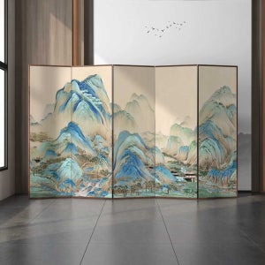 전통 민화 병풍 인테리어 산수화 파티션 가림막 환갑 몽땅 45x180CM 단일문