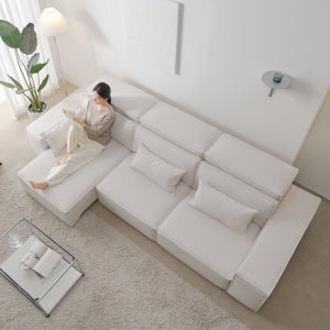 모덴 슬라이딩 무빙 소파 패브릭 리클라이너 모션쇼파 오프화이트, 4인용