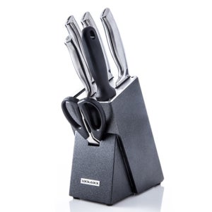 락앤락 블랙우드 칼블럭세트 7P+칼갈이 (CKK301) 칼세트 패키지박스 포함구성