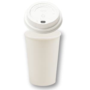 390ml 13온스 종이컵 흰색 타공 뚜껑 카페용품 세트 1000개입 (HKP)