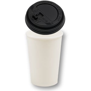 390ml 13온스 종이컵 검정 개폐 뚜껑 카페용품 세트 1000개입 (HKP)