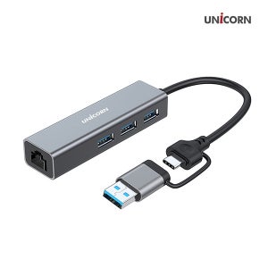 유니콘 CLAN-1000HC 1GIGA LANcard+USB3.0 3포트HUB A+C타입)