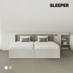 슬립퍼 허쉬 헤드형 원목 수납 호텔 침대 프레임 SS(슈퍼싱글), 밀크화이트