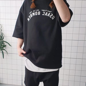 겨울 기모 남녀공용 반소매 티셔츠