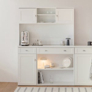 킨포 심플 주방수납장 상부장세트 1200x400x1660mm, 4단, 오픈형(루체 실버손잡이)