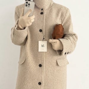 울 터치 롱 코트 하이넥 겨울 데일리 롱코트